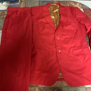 COPY - Red with gold inside fitted suit jacket and pants slim fit